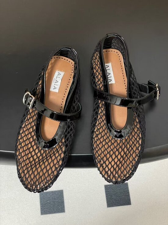 Alaia Shoes - ALAIA French Ballet Flats: Stunningly Beautiful Openwork Fishnet Shoes 🔥